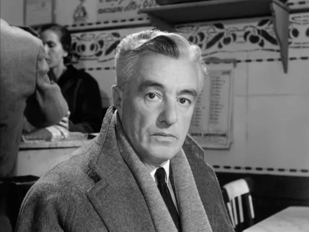 Vittorio De Sica nel ruolo di Emanuele Bardone, il falso generale Della Rovere, nel film di Roberto Rossellini del 1959