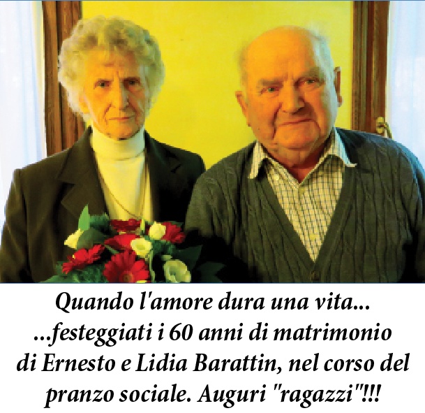 Ernesto e Lidia Barattin nel giorno dei 60 anni di matrimonio, 2014
