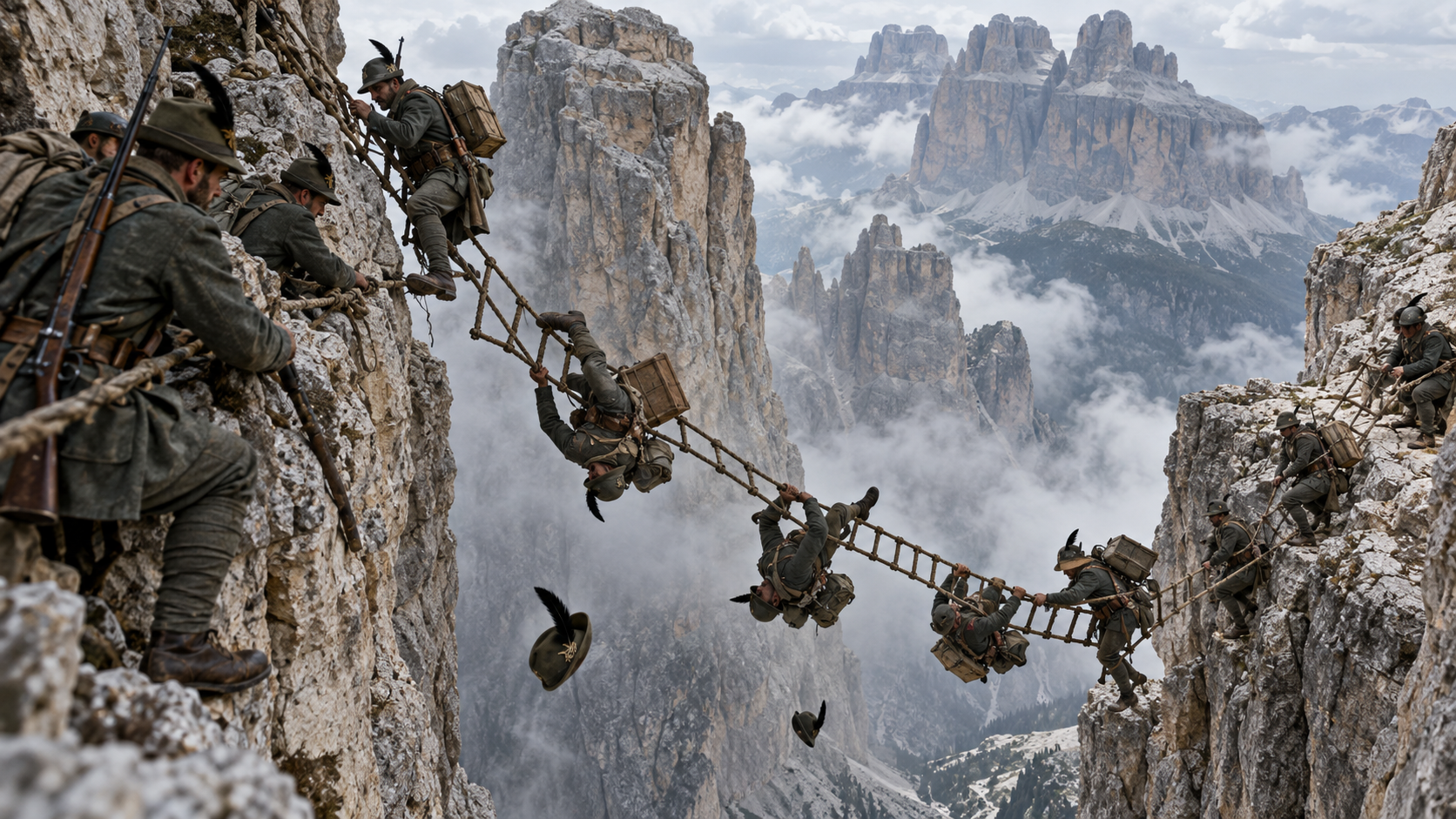 alpini sul baratro delle dolomiti